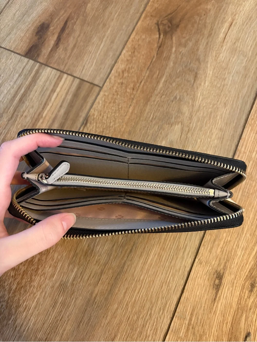 Long, Slim Black Leather Kate Spade Zip Wallet